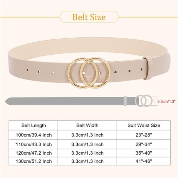 Women Leather Belt Beige E - Picture 6 of 6